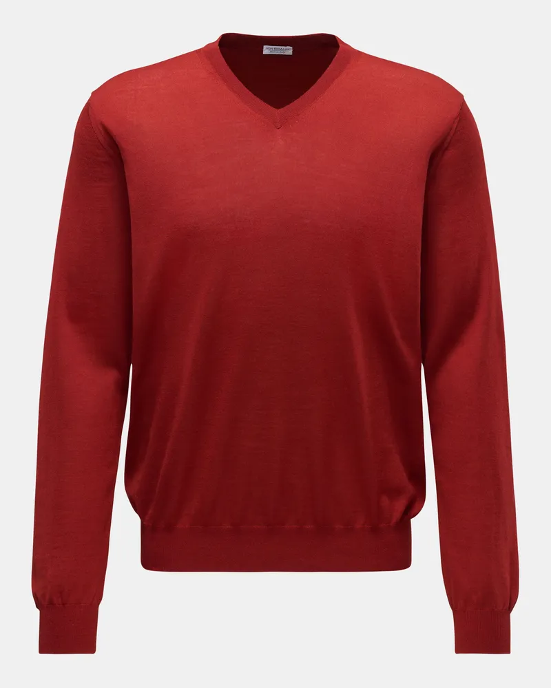 von BRAUN Herren - Feinstrick V-Neck Pullover rot Rot