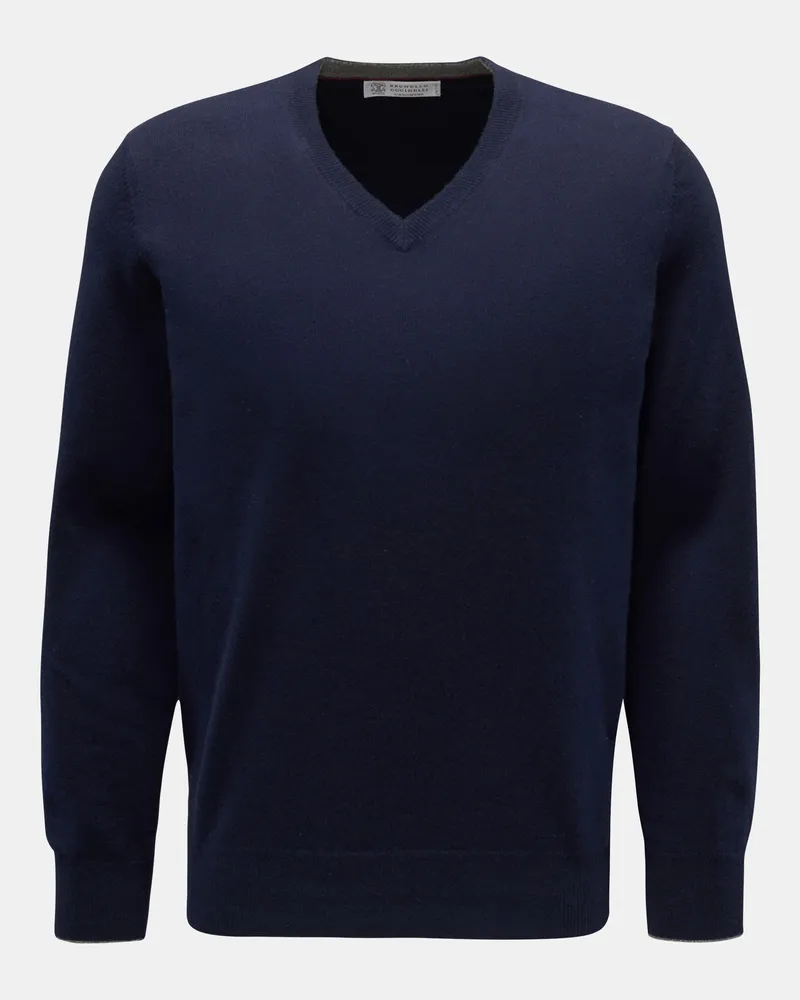 Brunello Cucinelli Herren - Cashmere V-Neck Pullover navy Navy