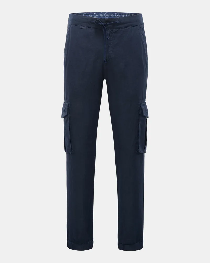 04651/ Herren - Leinen Cargo-Joggpants 'Linen Cargo' navy Navy