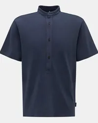 04651/ Piqué Kurzarmhemd 'Guru Tee' Grandad-Kragen navy Navy