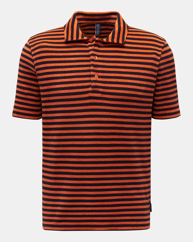 04651/ Herren - Frottee-Poloshirt 'Terry Stripe Polo' orange/schwarz gestreift Orange