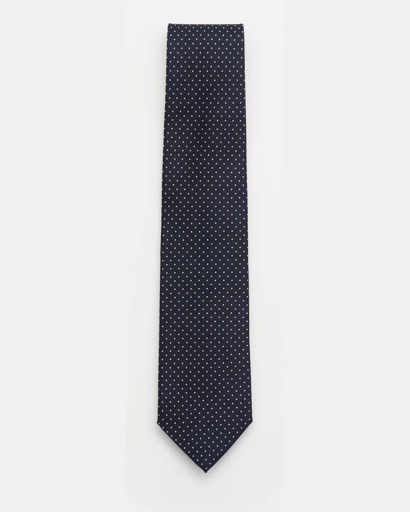 Bigli Herren - Seidenkrawatte 'Nilo' dark navy/weiß gepunktet Dark