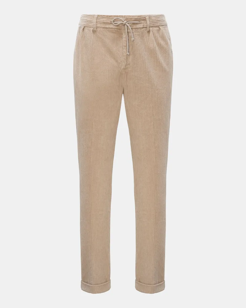 04651/ Herren - Cord-Joggpants 'Oyster' beige Beige