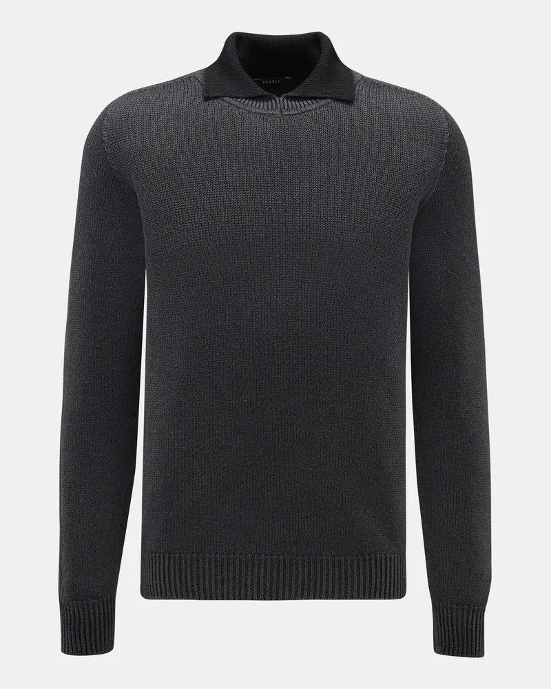 04651/ Herren - Pullover 'Foggy Mock' dunkelgrau Dunkelgrau
