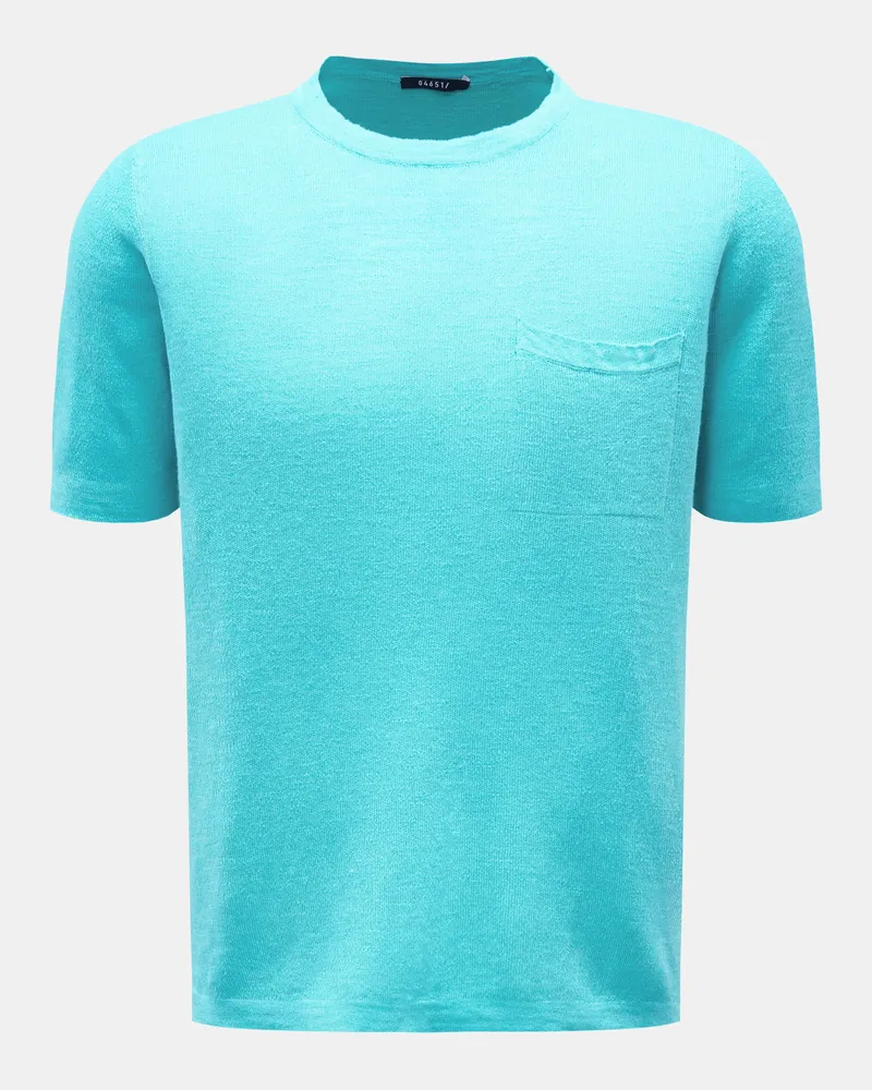 04651/ Herren - Feinstrick-Kurzarmpullover 'Linen Knit Tee' türkis Türkis
