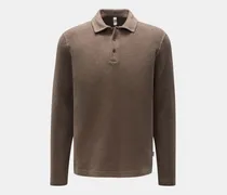 Herren - Fleece Langarm-Poloshirt taupe