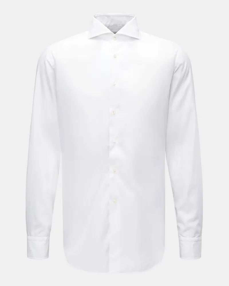 Gherardi Herren - Casual Hemd Haifisch-Kragen weiß Weiß