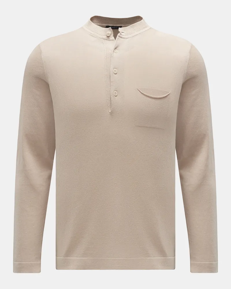 04651/ Herren - Strick-Henleyshirt 'Foggy' beige Beige