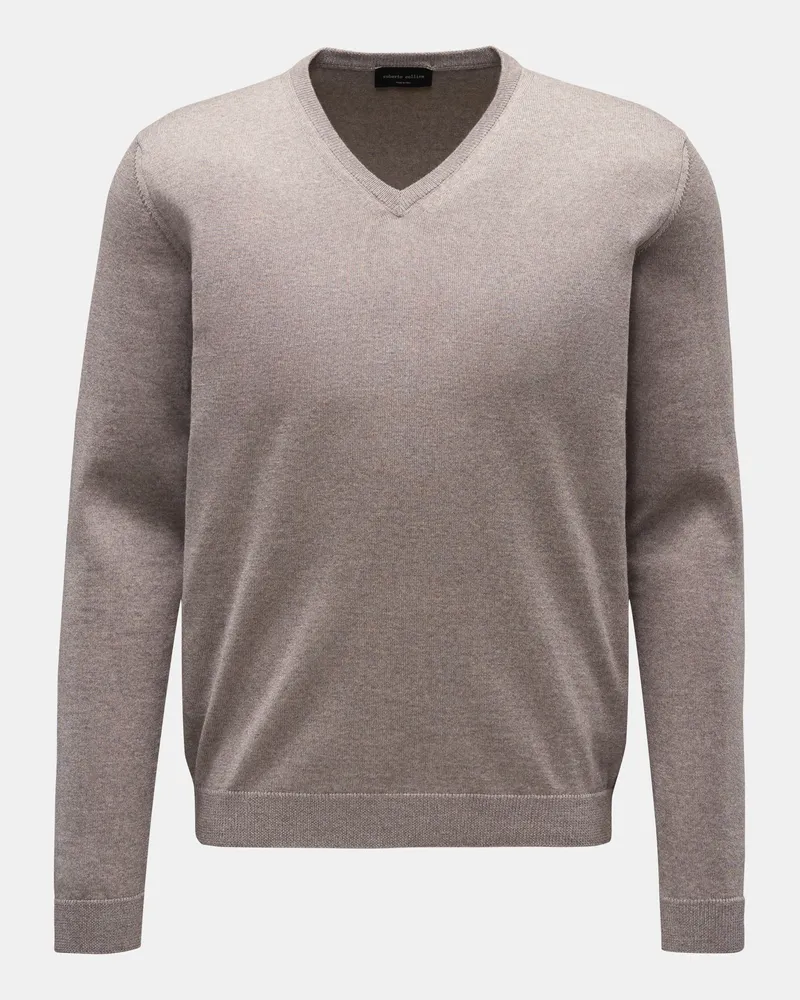 Roberto Collina Herren - Merino V-Neck Pullover graubraun Graubraun