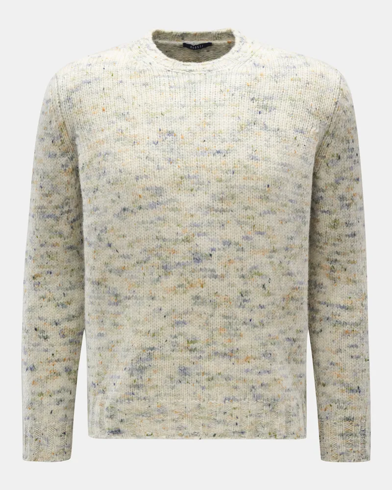 04651/ Herren - Rundhalspullover 'Donegal Crew' offwhite/grün/blau meliert Offwhite