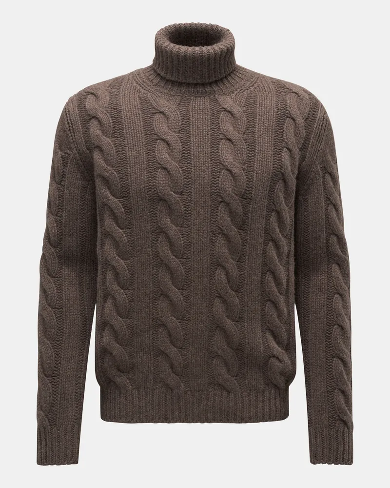 von BRAUN Herren - Cashmere Rollkragenpullover graubraun Graubraun