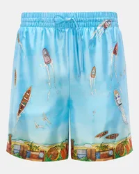 Casablanca Paris Seiden-Shorts 'Maison sur Piloti' blau Blau