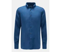 Leinenhemd Button-Down-Kragen dunkelblau