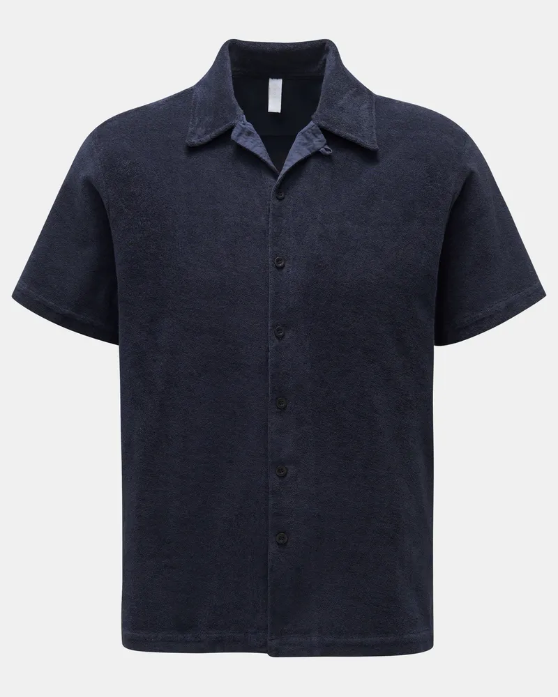 04651/ Herren - Frottee-Kurzarmhemd 'Terry Shirt' Kubanischer Kragen navy Navy