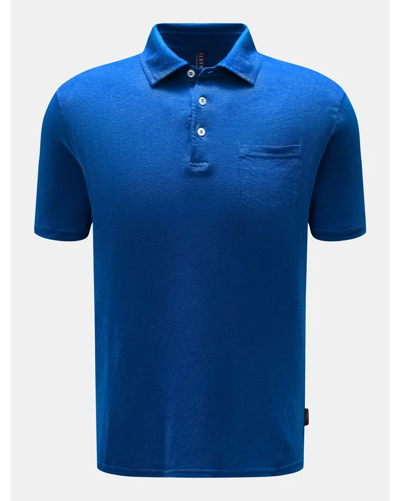 04651/ Leinen-Poloshirt blau Blau