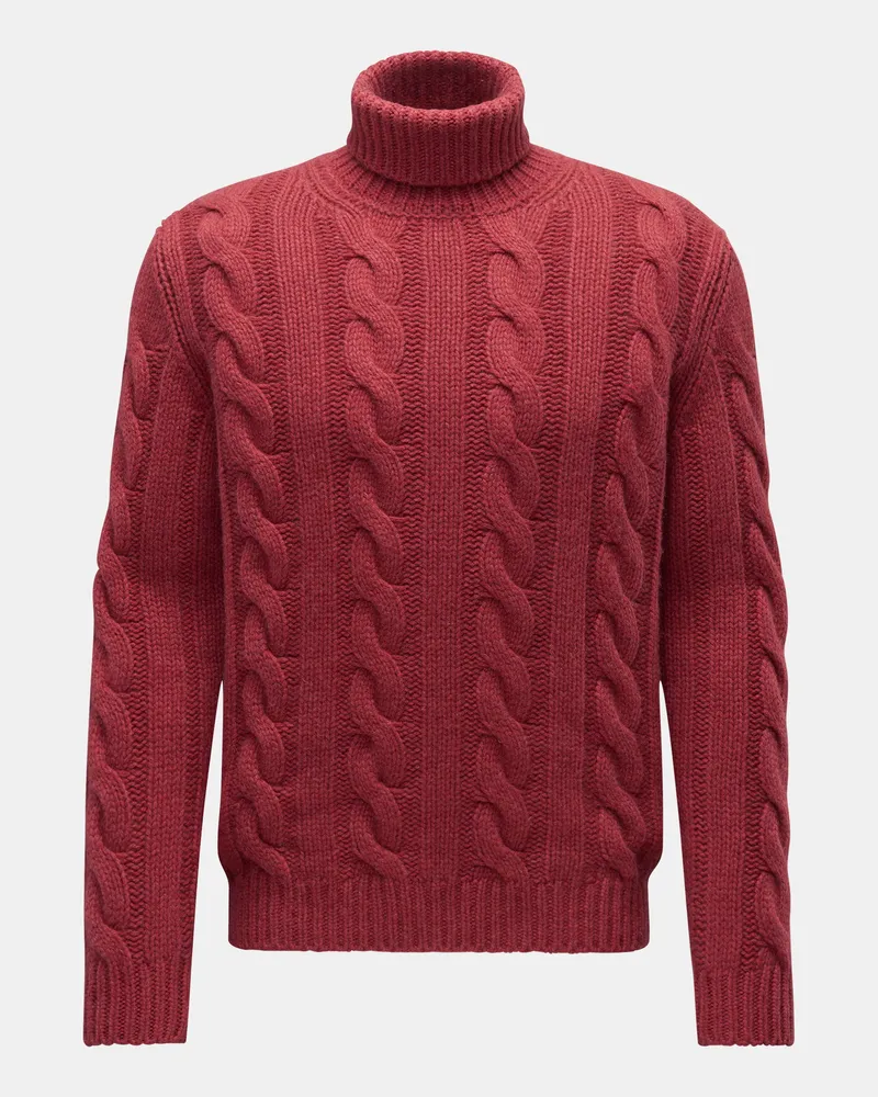 von BRAUN Herren - Cashmere Rollkragenpullover rot Rot