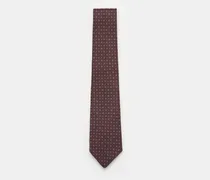 Herren - Seidenkrawatte bordeaux/khaki gemustert