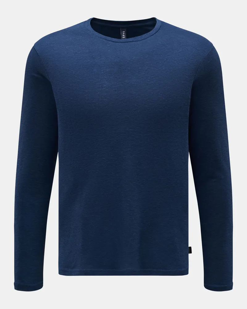 04651/ Herren - Longsleeve 'Linen Tee LS' dunkelblau meliert Dunkelblau