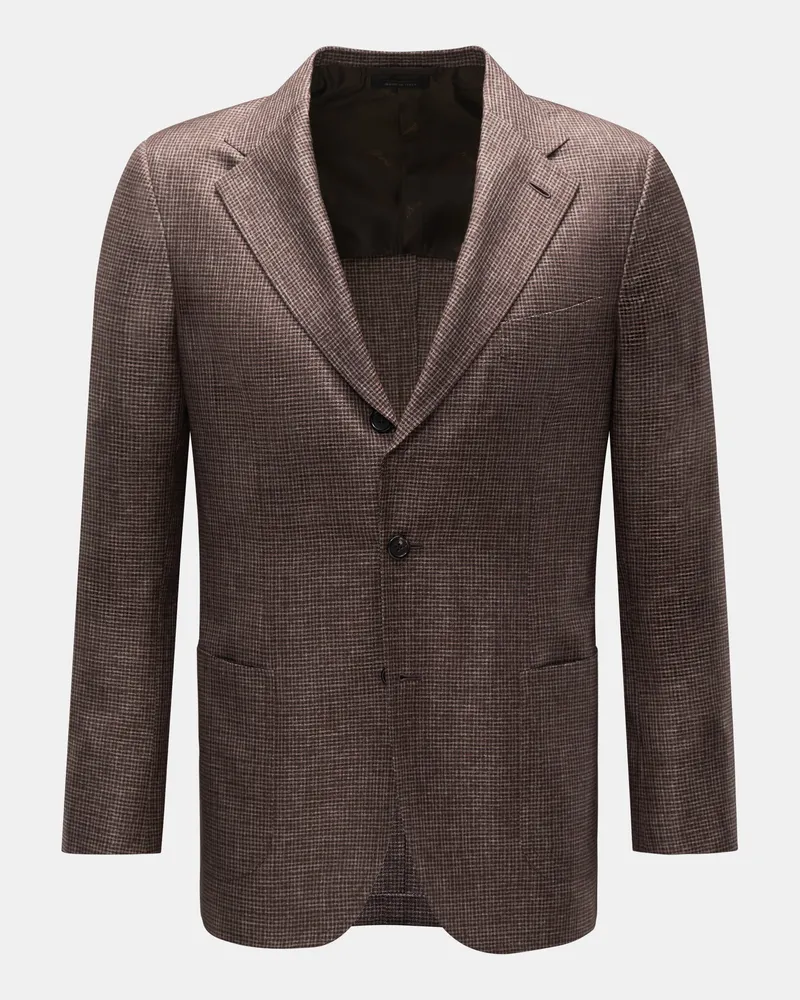 Brioni Herren - Sakko 'Amalfi' dunkelbraun/graubraun kariert Dunkelbraun