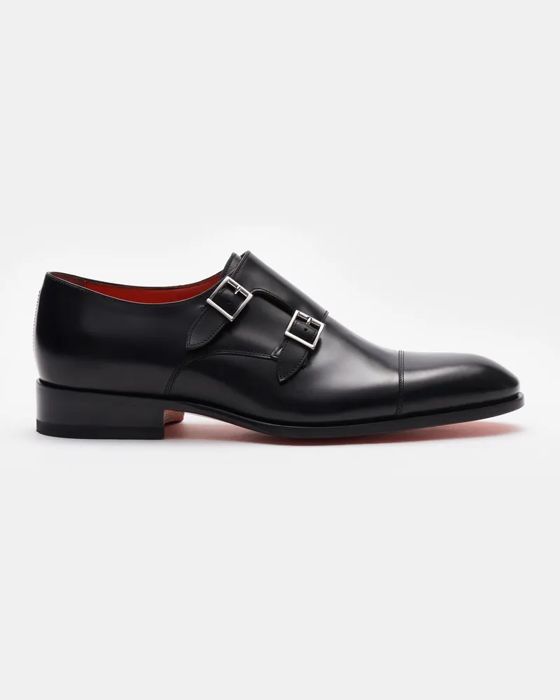 Santoni Herren - Doppelmonk schwarz Schwarz