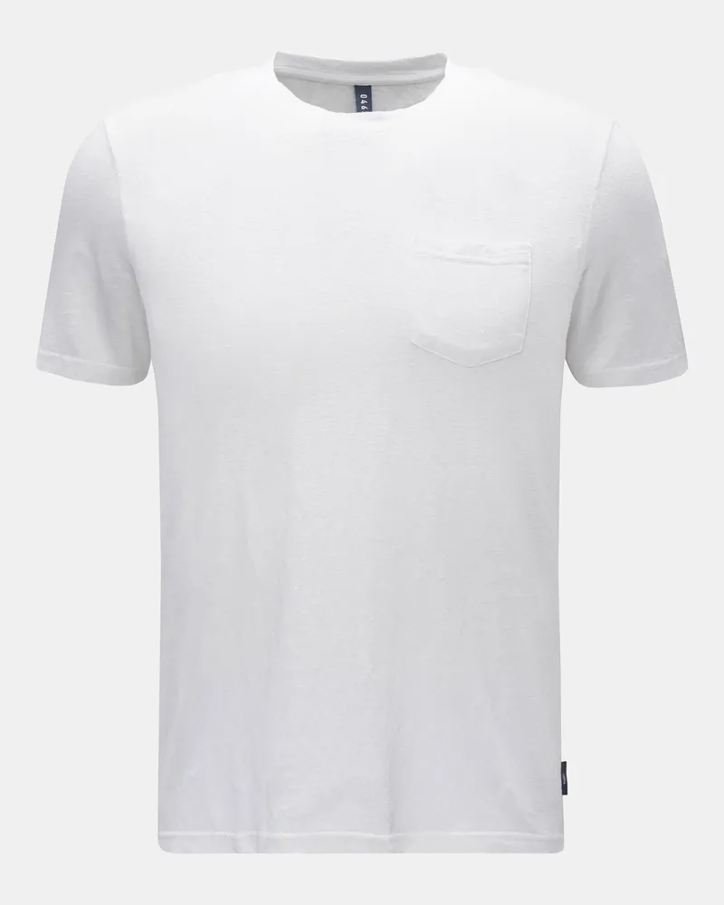 04651/ Herren - Leinen Rundhals-T-Shirt weiß Weiß