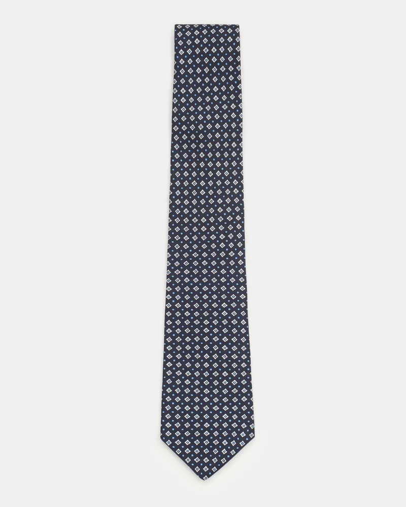 Luigi Borrelli Herren - Seidenkrawatte navy/offwhite/hellblau gemustert Navy