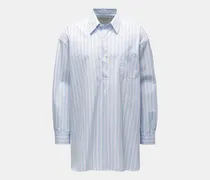 Herren - Popover-Hemd Kent-Kragen pastellblau/rot gestreift