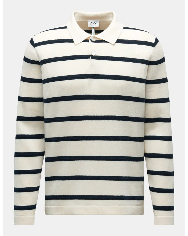 FTC Cashmere Strickpolo creme/navy gestreift Creme