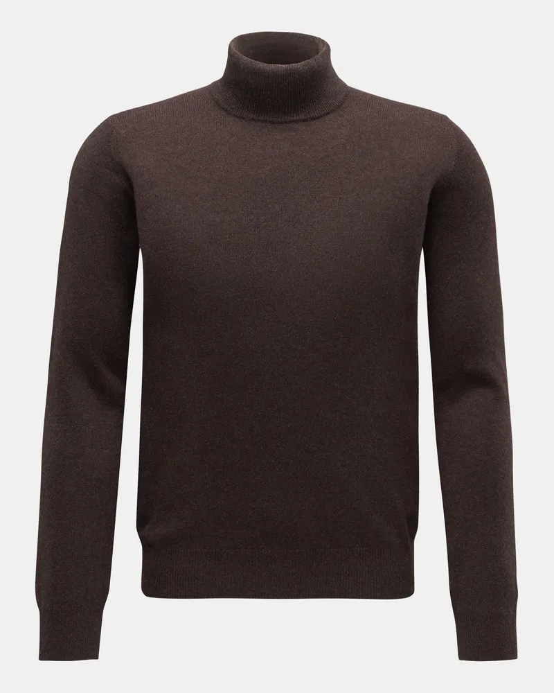 von BRAUN Herren - Cashmere Rollkragenpullover dunkelbraun Dunkelbraun