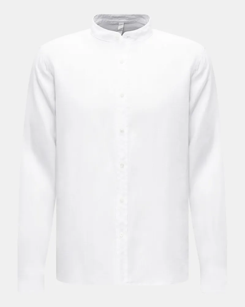 04651/ Herren - Leinenhemd 'Linen Guru' Grandad-Kragen weiß Weiß