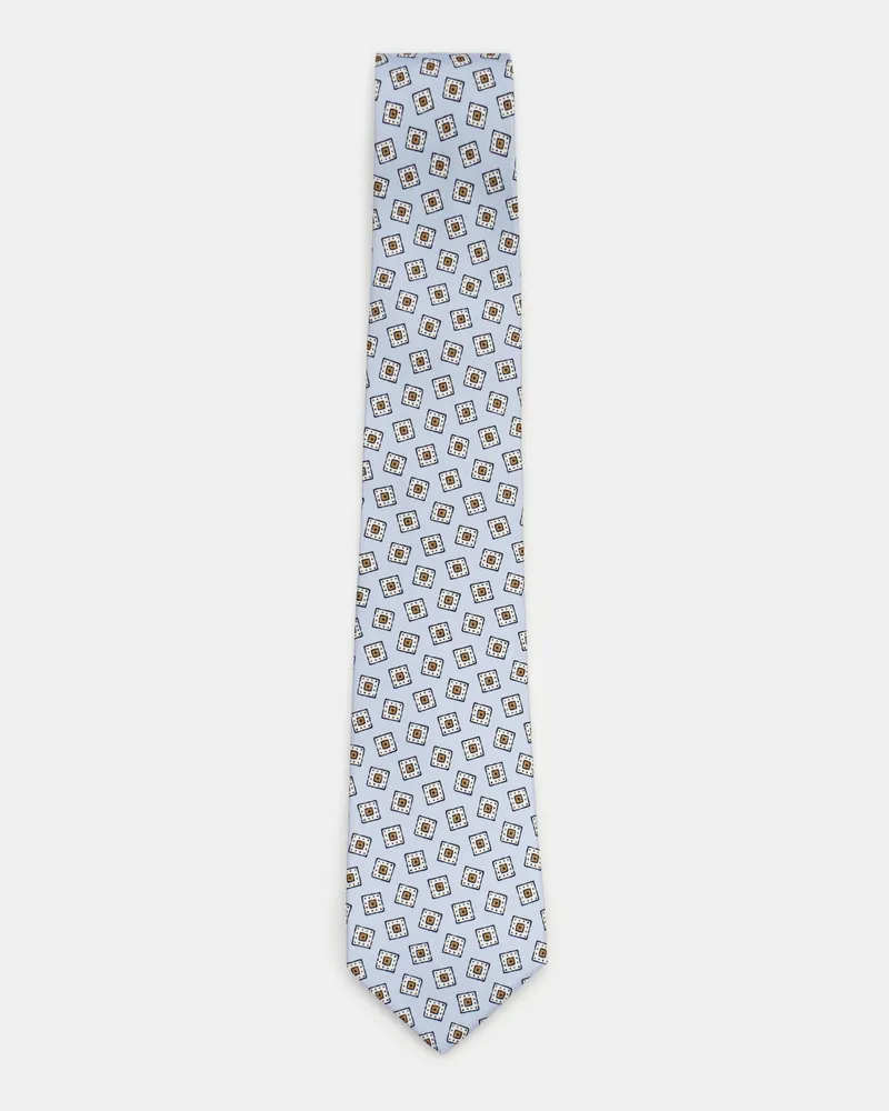 Luigi Borrelli Herren - Seidenkrawatte hellblau/weiß/beige gemustert Hellblau