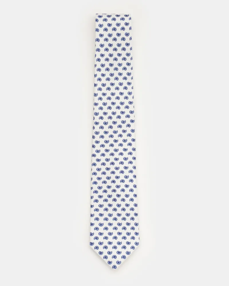 Luigi Borrelli Herren - Seidenkrawatte offwhite/hellblau/navy gemustert Offwhite