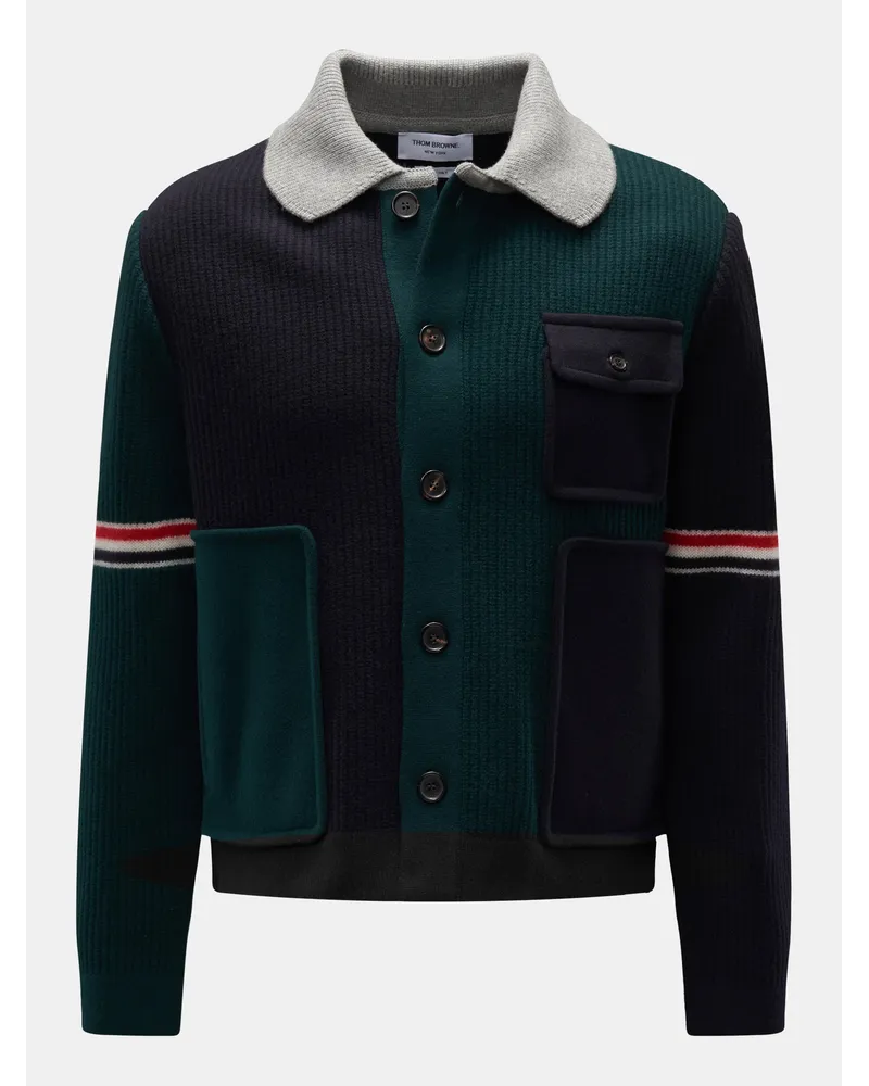 Thom Browne Cardigan navy/dunkelgrün/hellgrau Dunkelgrün