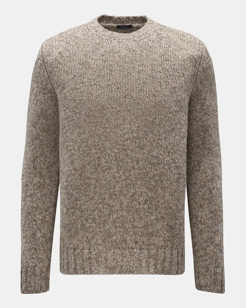 04651/ Herren - Rundhalspullover 'Handknit Crew' graubraun/beige Graubraun