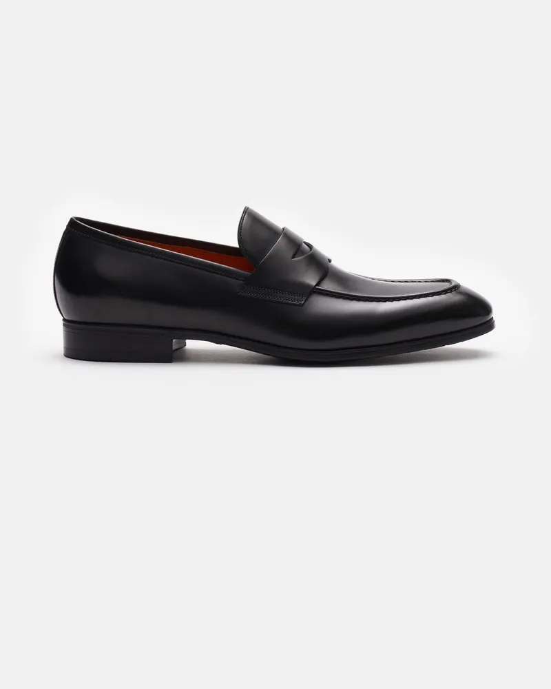 Santoni Herren - Penny Loafer schwarz Schwarz
