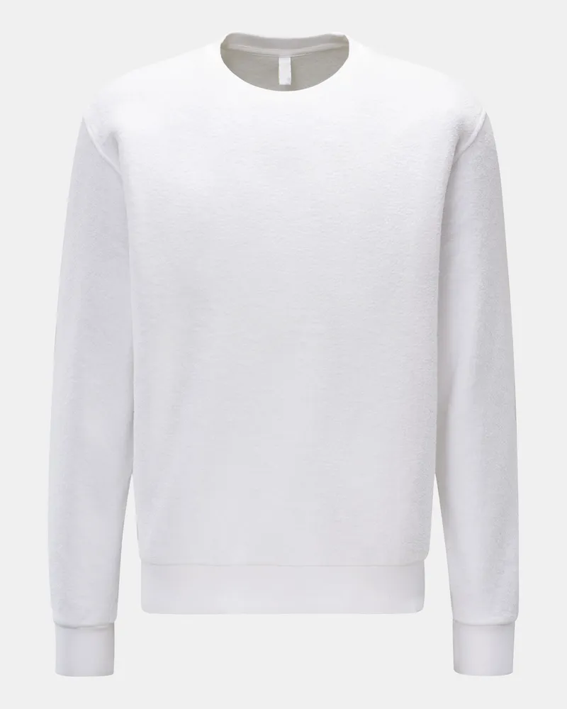 04651/ Herren - Fleece-Rundhals-Sweatshirt 'Ata Oyster' weiß Weiß