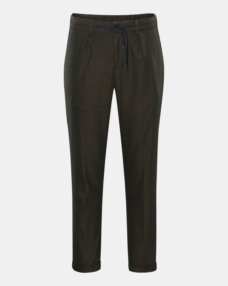 04651/ Herren - Flanell-Joggpants dark olive Dark
