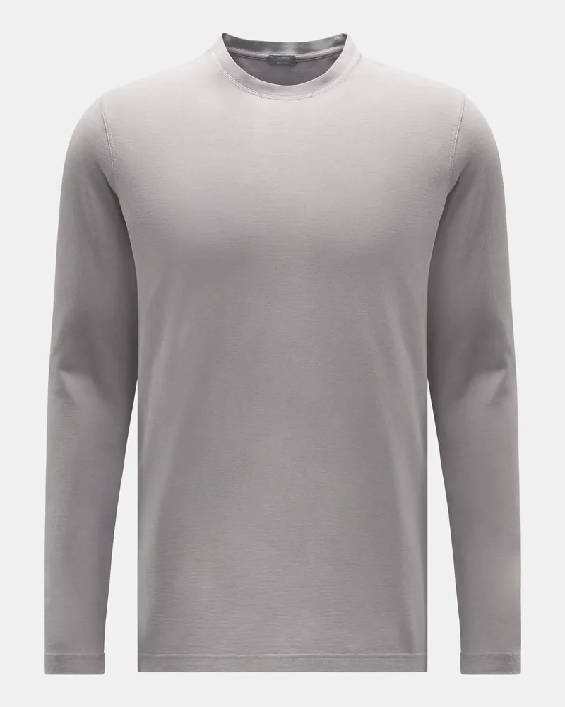 Zanone Herren - Rundhals-Longsleeve grau Grau