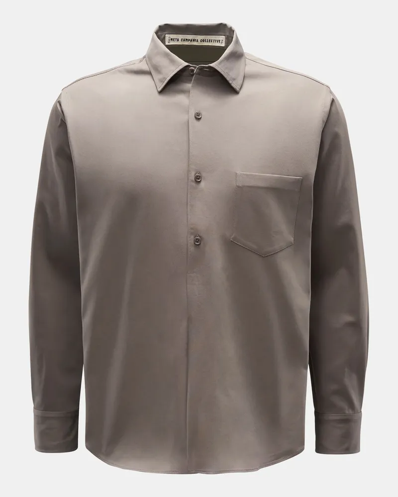 Meta Campania Collective Herren - Popover-Hemd schmaler Kragen grau Grau