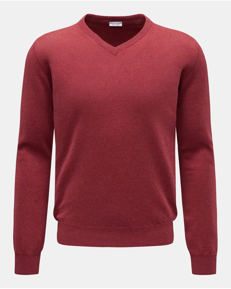 von BRAUN Kaschmirpullover mit V-Ausschnitt rot Rot