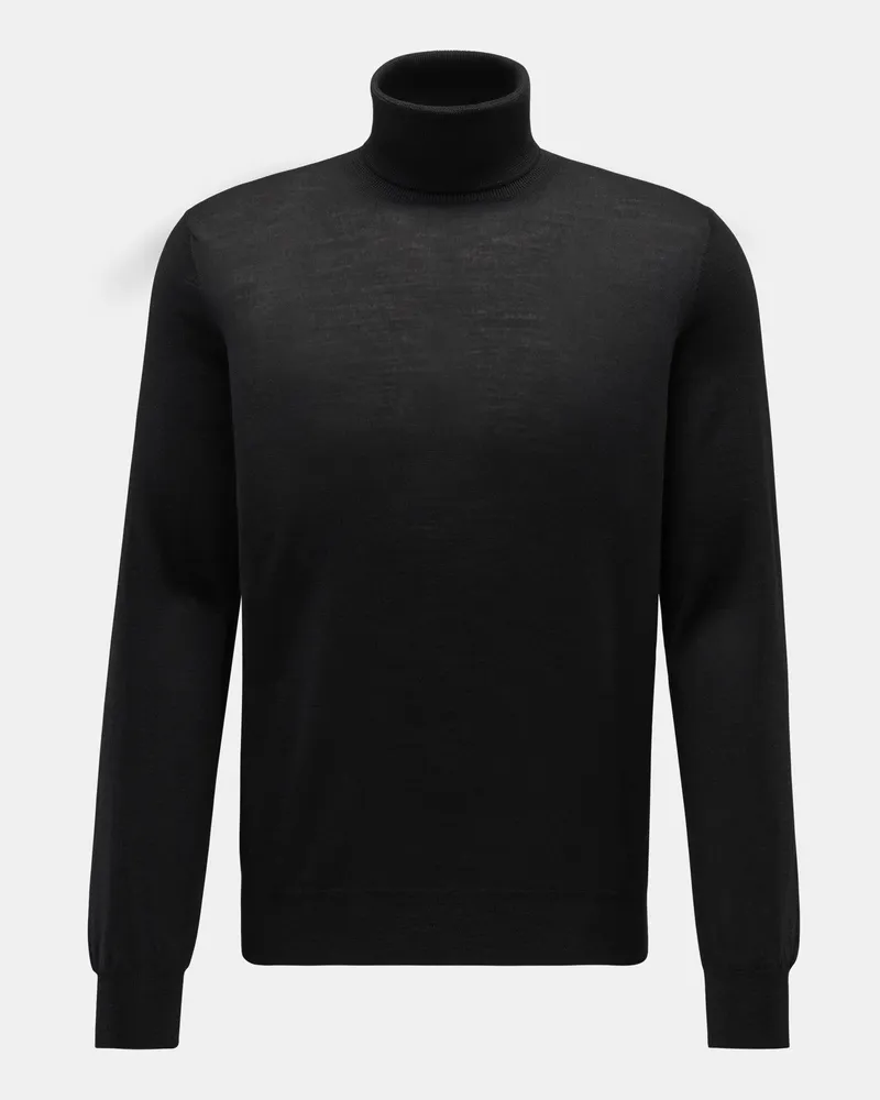 Gran Sasso Herren - Feinstrick-Rollkragenpullover schwarz Schwarz