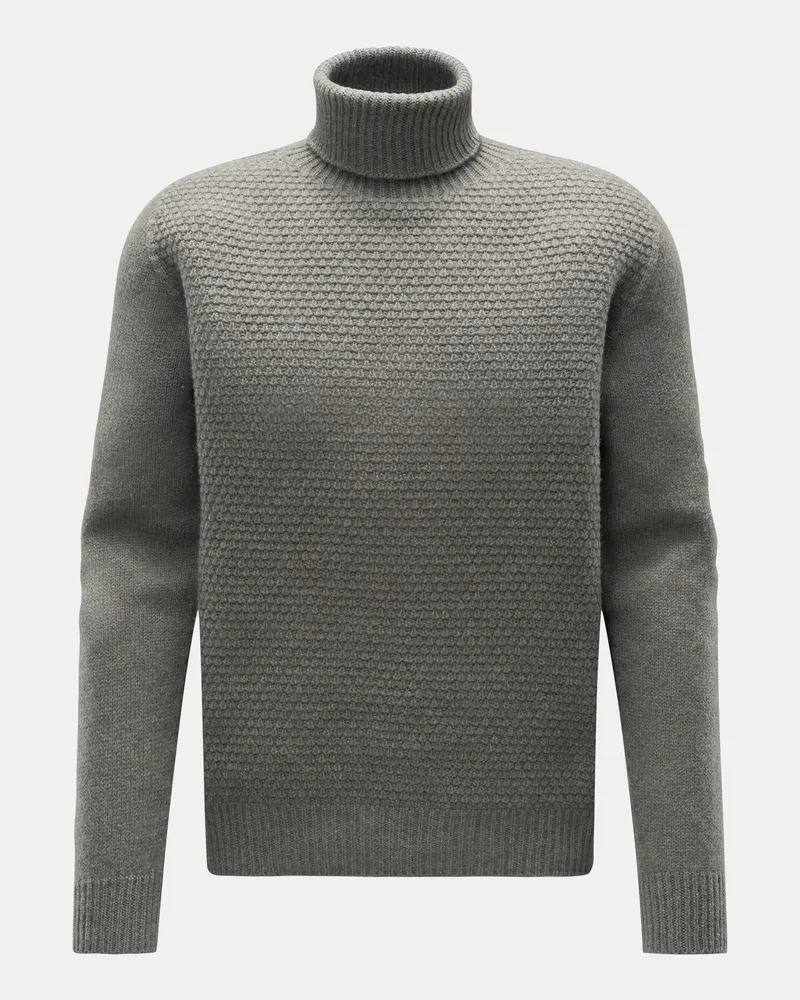 04651/ Herren - Rollkragenpullover 'Blended Ricecorn Turtle' graugrün Graugrün