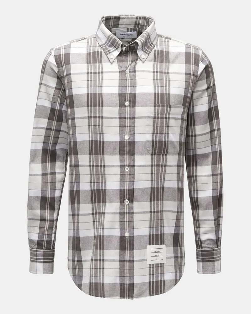Thom Browne Herren - Casual Hemd Button-Down-Kragen grau/weiß kariert Grau