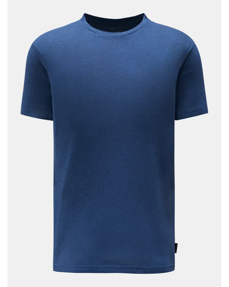 04651/ Rundhals-T-Shirt 'Linen Tee' dunkelblau Dunkelblau