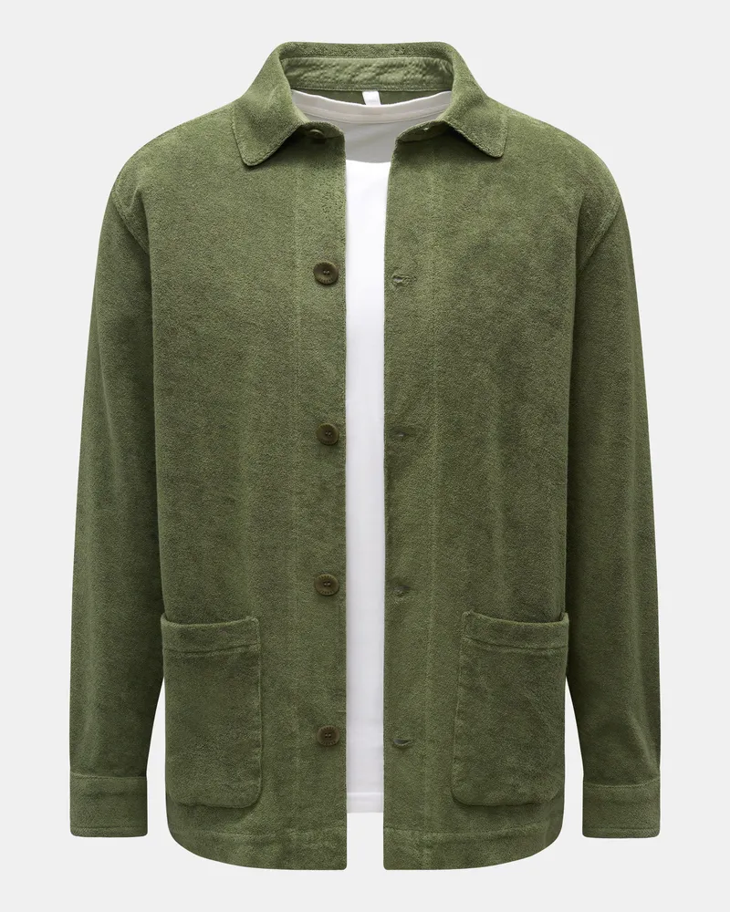 04651/ Herren - Frottee-Overshirt 'Terry Jacket' oliv Oliv