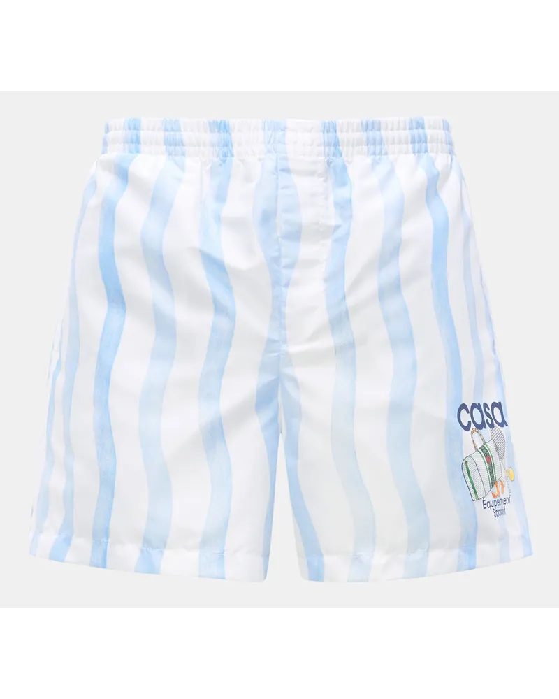 Casablanca Paris Badeshorts 'Blue Waves' weiß/hellblau gestreift Weiß