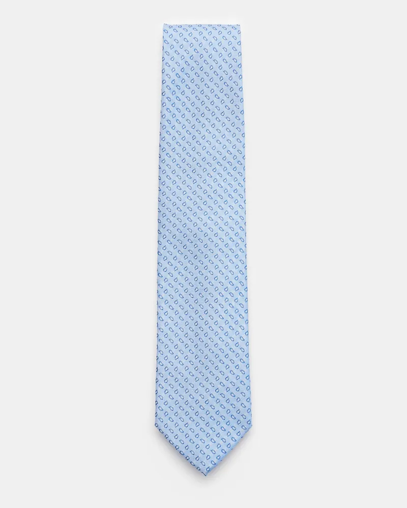 Bigli Herren - Seidenkrawatte 'Volga' hellblau/navy/weiß gemustert Hellblau