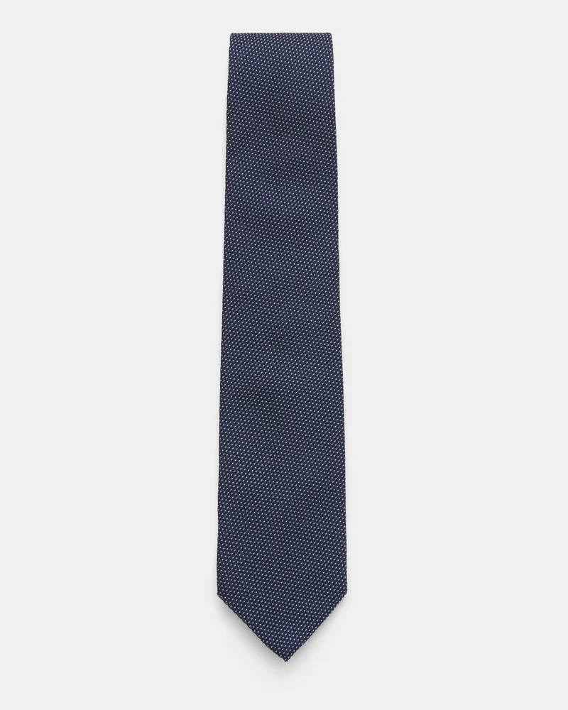 Bigli Herren - Seidenkrawatte 'Laos' navy/schwarz/weiß gepunktet Navy