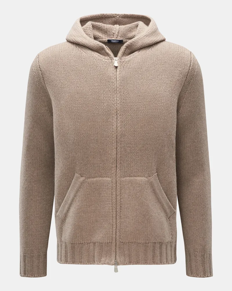 04651/ Herren - Cashmere Strickjacke 'Full Zip' beige Beige