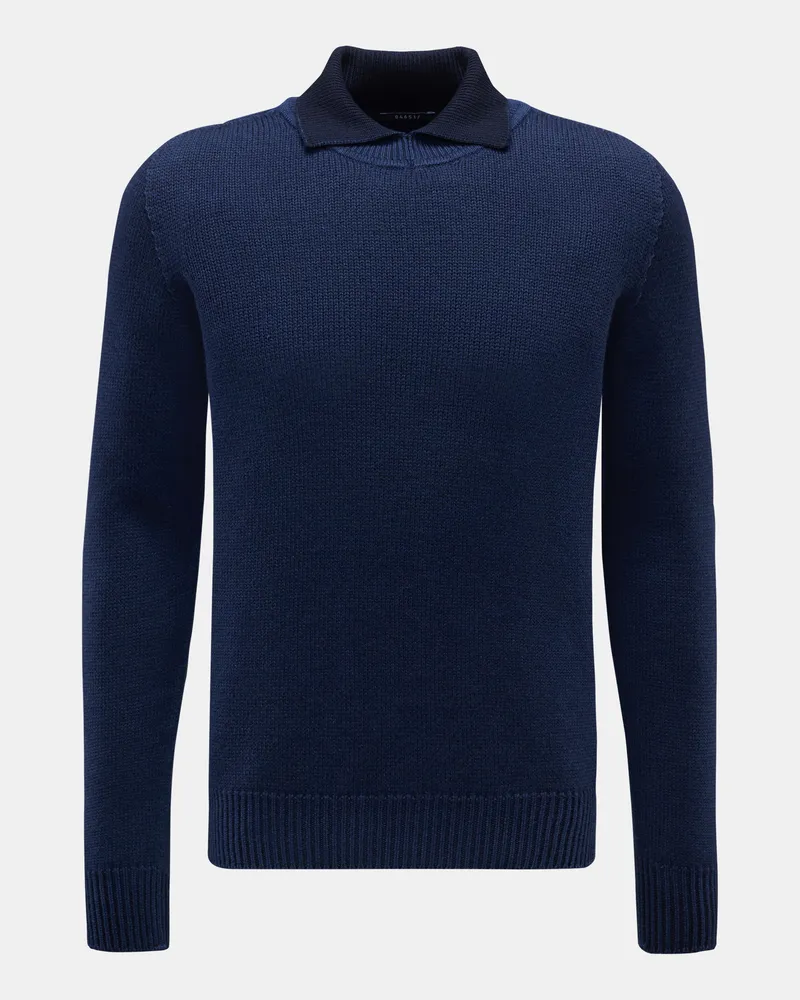 04651/ Herren - Pullover 'Foggy Mock' dunkelblau Dunkelblau